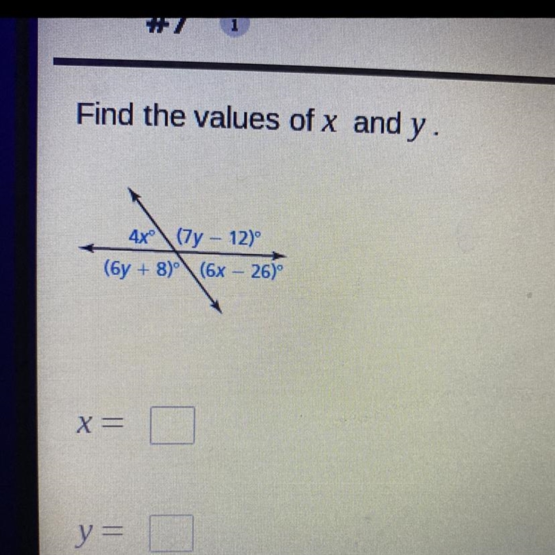 Find the values of Y and X-example-1