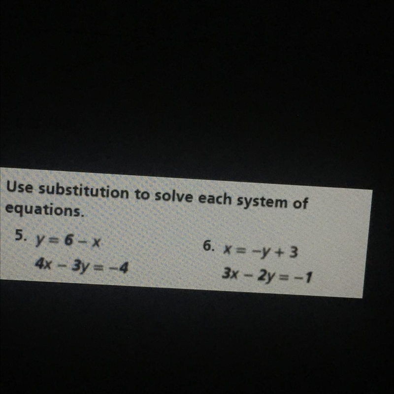 Use substitution to solve each system of equations.-example-1