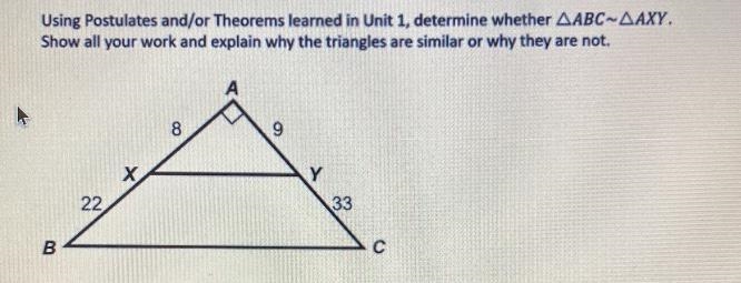 Are the triangles similar why or why not?-example-1