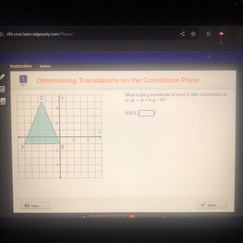 FL Intro 2 2 y E What is the y-coordinate of point D after a translation of (x, y-example-1