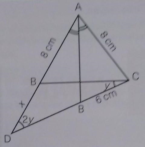 In the given figure, find the value of x and y?​-example-1