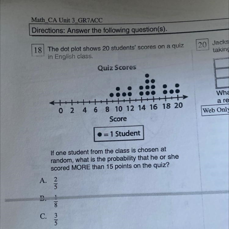 The dot plot shows 20 students' scores on a quiz in English class. Quiz Scores If-example-1