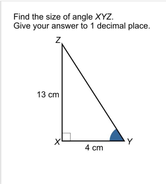 Find the size angle XYZ Give your answer to 1 decimal place-example-1