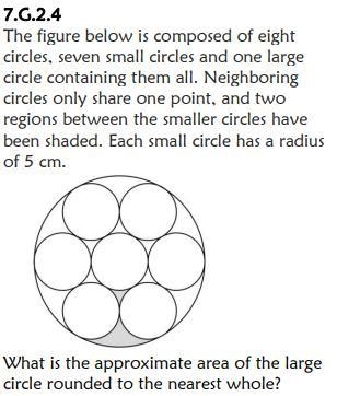 The figure below is composed of eight circles, seven small circles and one large circle-example-1