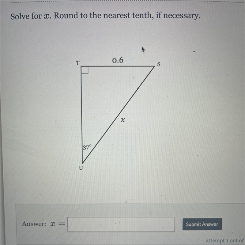 Solve for x and round if necessary-example-1