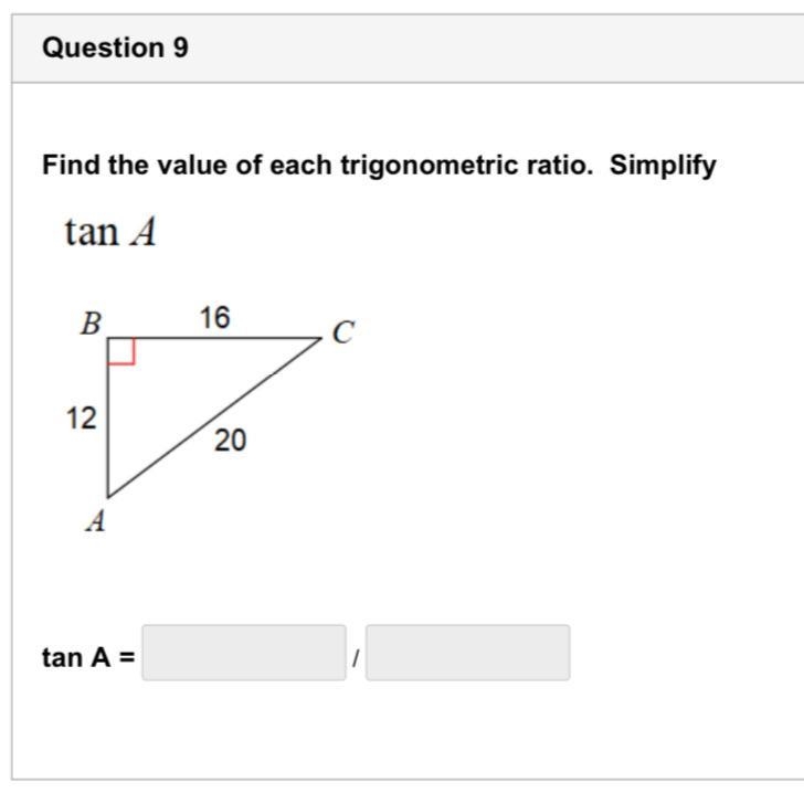 Find the value of each trigonometric ratio. Simplify-example-1