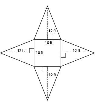 What is the lateral surface area of the square pyramid represented by this net?-example-1