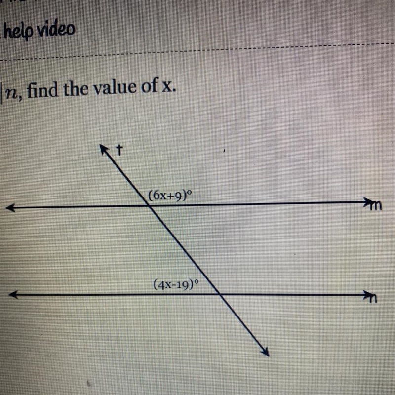 Given m|n, find the value of x. Rt (6x+9) (4x-19) 11-example-1