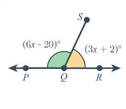 Consider the attached diagram, where ∠PQR is a straight angle.-example-1