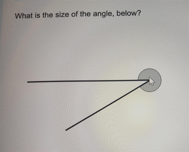 What is the size of the angle, below?​-example-1