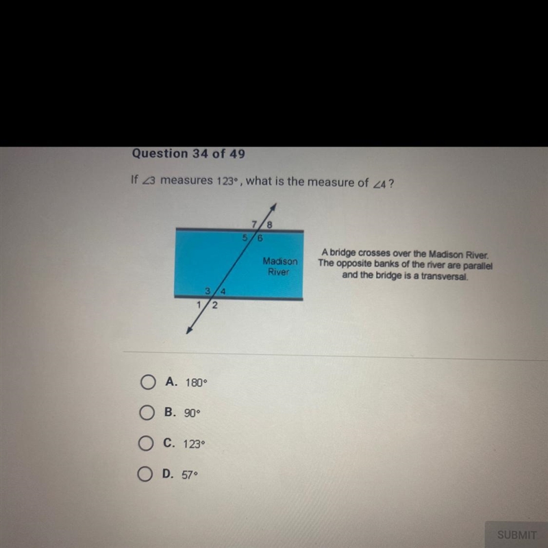 If 23 measures 123, what is the measure of 24?5/6MadisonRiverA bridge crosses over-example-1