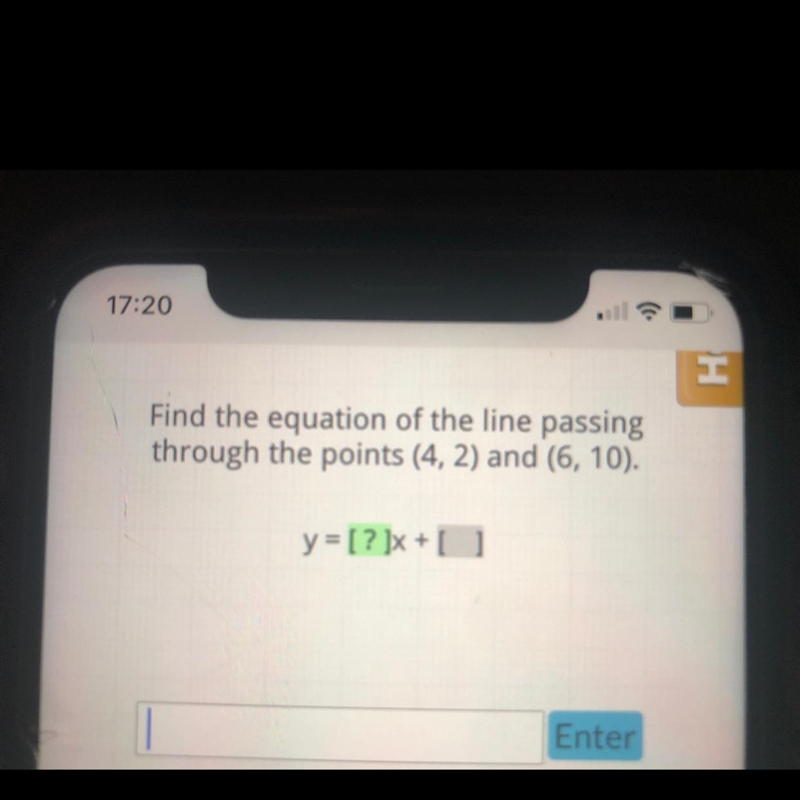 Find the equation of the line passing through the points (4, 2) and (6, 10). y=[?]x-example-1