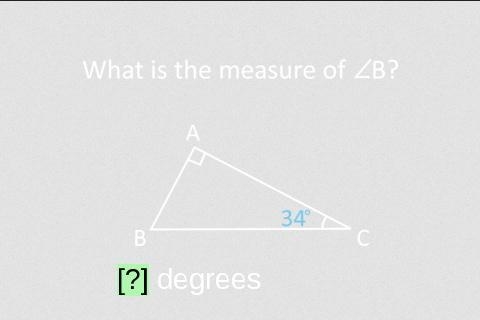 What is the measure of angle B if angle C is 34 degrees and angle A is unknown?-example-1