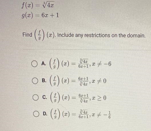 s(2) = 62+1Find (1) (2). Include any restrictions on the domainOA () (-)==*-6OB () (z-example-1