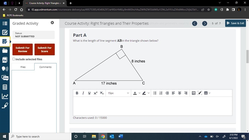 What is the length of line segment AB in the triangle shown below?-example-1