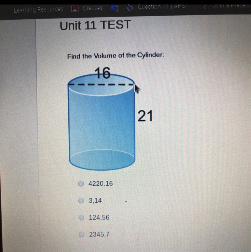 HURRYYY find the volume of the cylinder-example-1