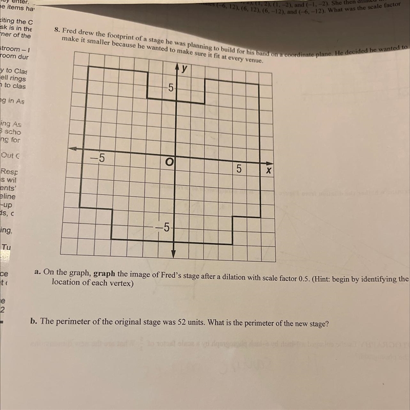 50 Points pls help! Question: Fred drew the footprint of a stage he was planning ￼to-example-1