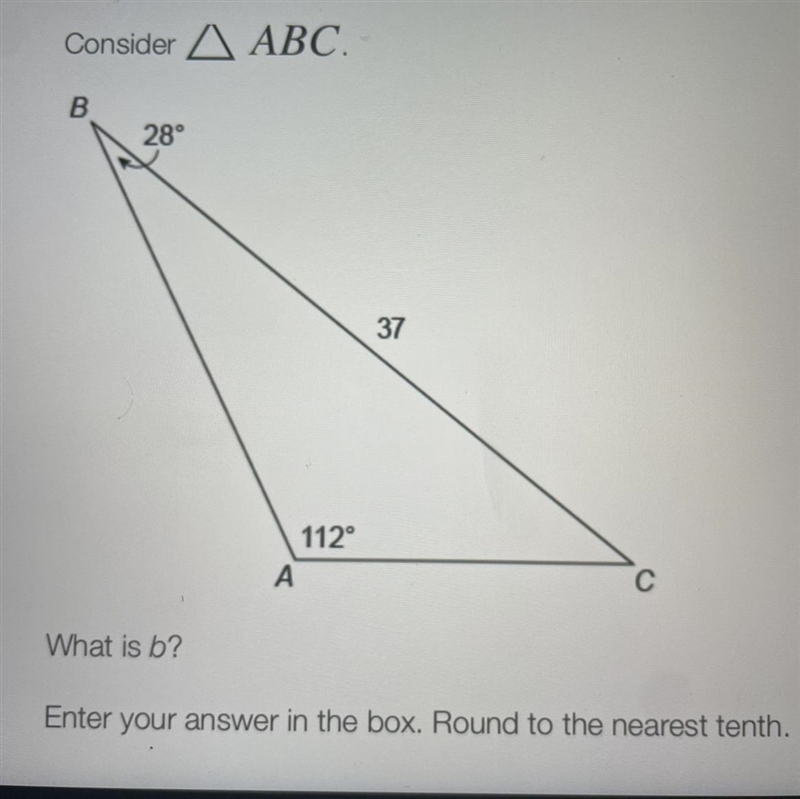 Consider triangle ABC. What is b?-example-1