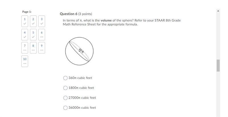 HELP ME PLEASE! 20 POINTS!!! In terms of π, what is the volume of the sphere? Refer-example-1