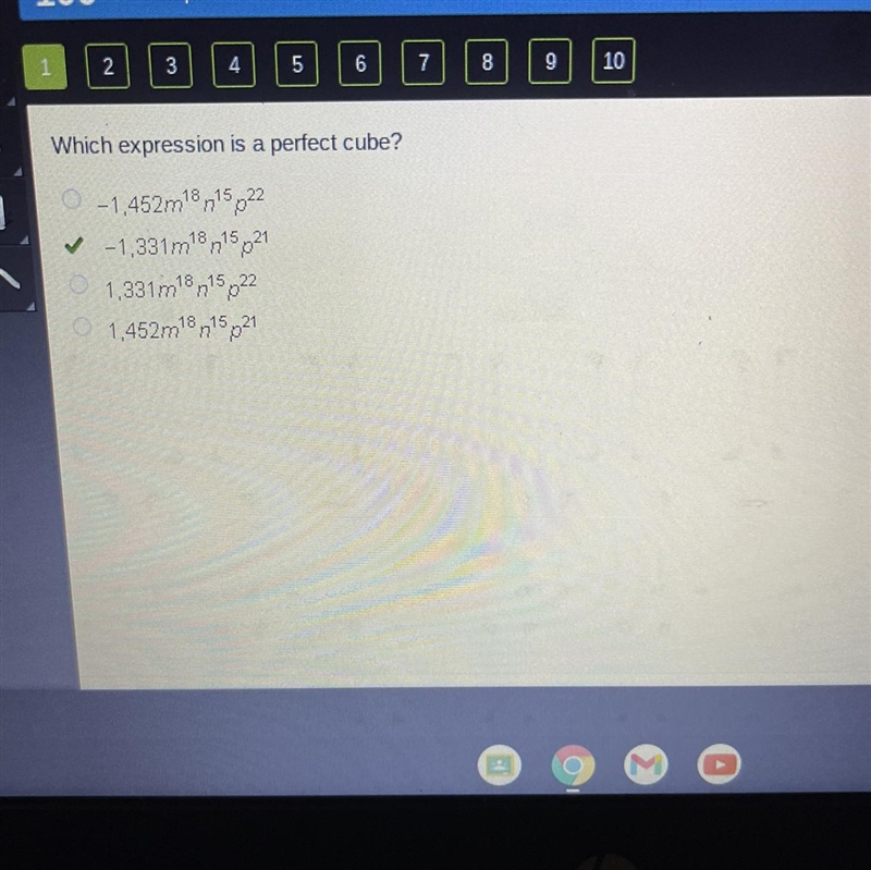 Which expression is a perfect cube?-example-1