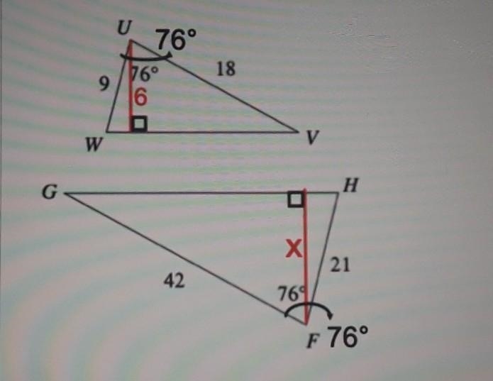 a) Determine if the triangles are similar.b) If they are similar write the reason-example-1