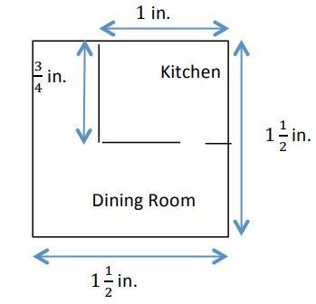 Find the area of the dining room if the scale is 1 inch = 12 feet.-example-1