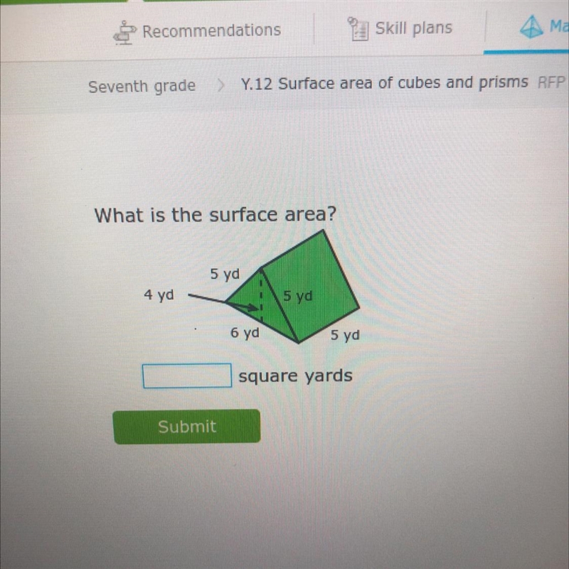 HELP!! WHAT IS THE SURFACE AREA OF THIS?-example-1