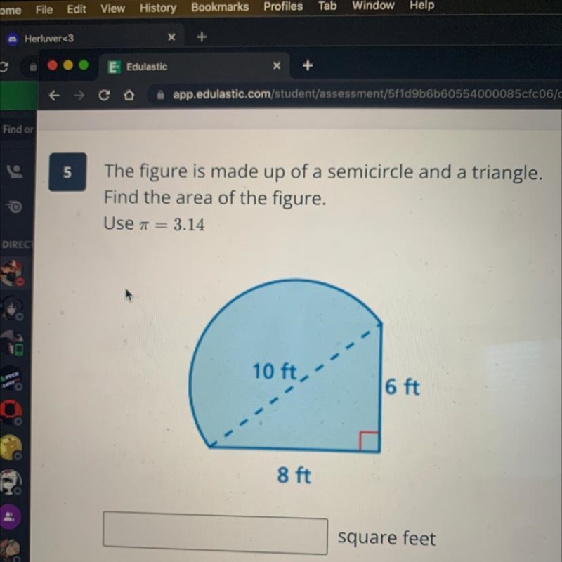 The figure is made up of a semi circle and triangle find the area of the figure use-example-1