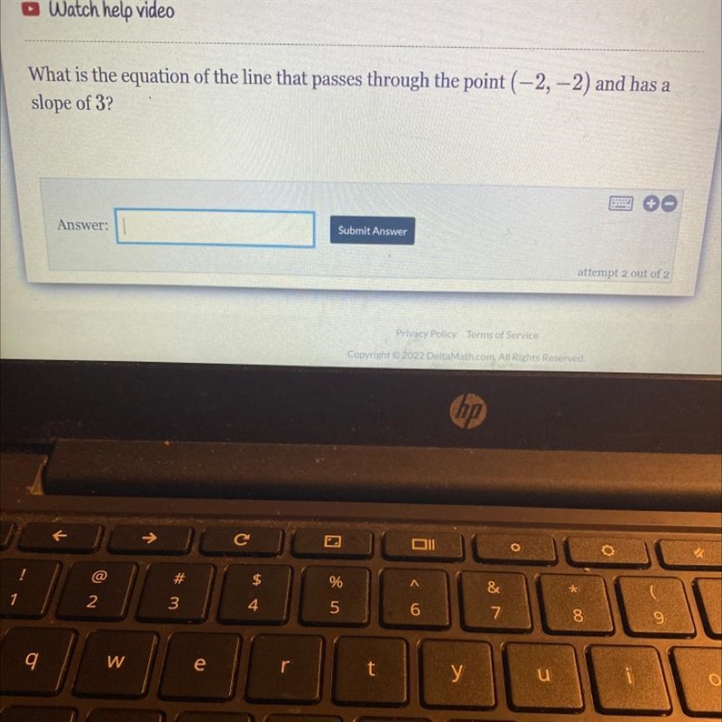 What is the equation of the line that passes through the point (-2, -2) and has slope-example-1