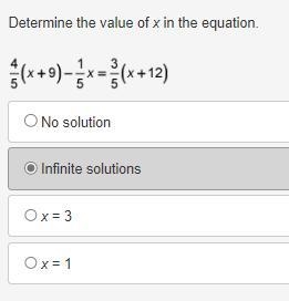 Determine the value of x in the equation. Four fifths times the quantity x plus 9 end-example-1