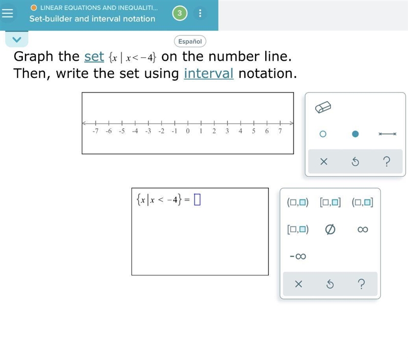 Hi, I need help involving a problem with set builder and interval notion. I will include-example-1