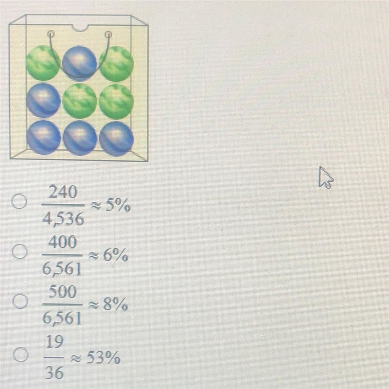 Given the bag of marbles below, determine the probability of drawing blue, then green-example-1