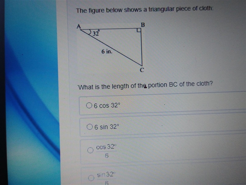 What is the length of the portion BC of the cloth? ​-example-1