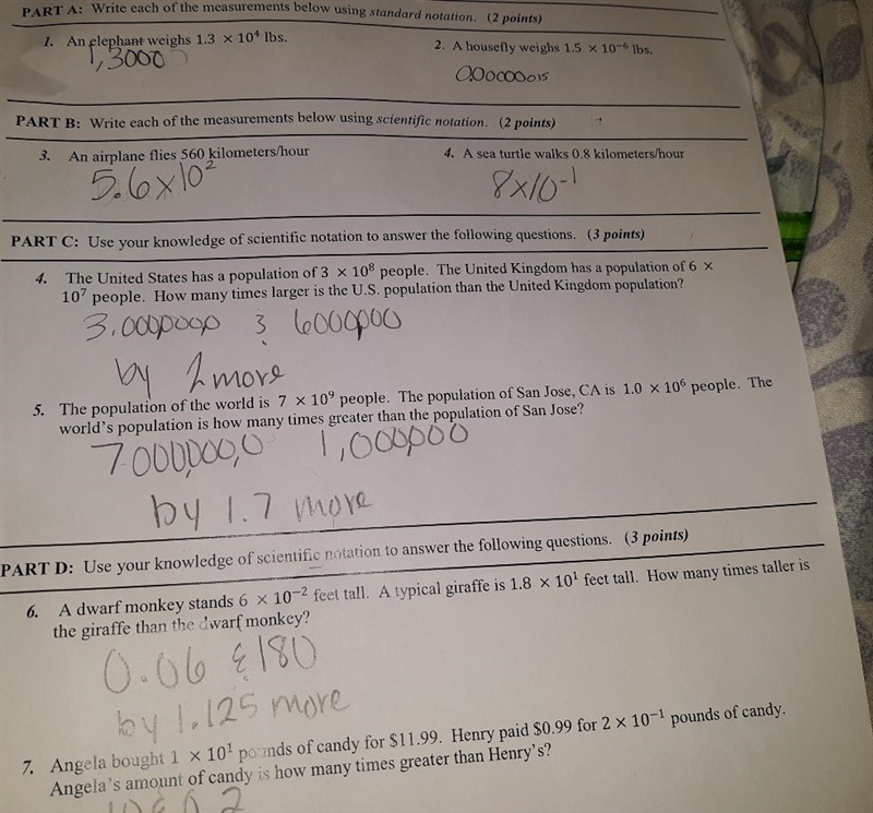 SCIENTIFIC NOTATION #1 math Win 40 ART A: Write each of the measurements below using-example-1