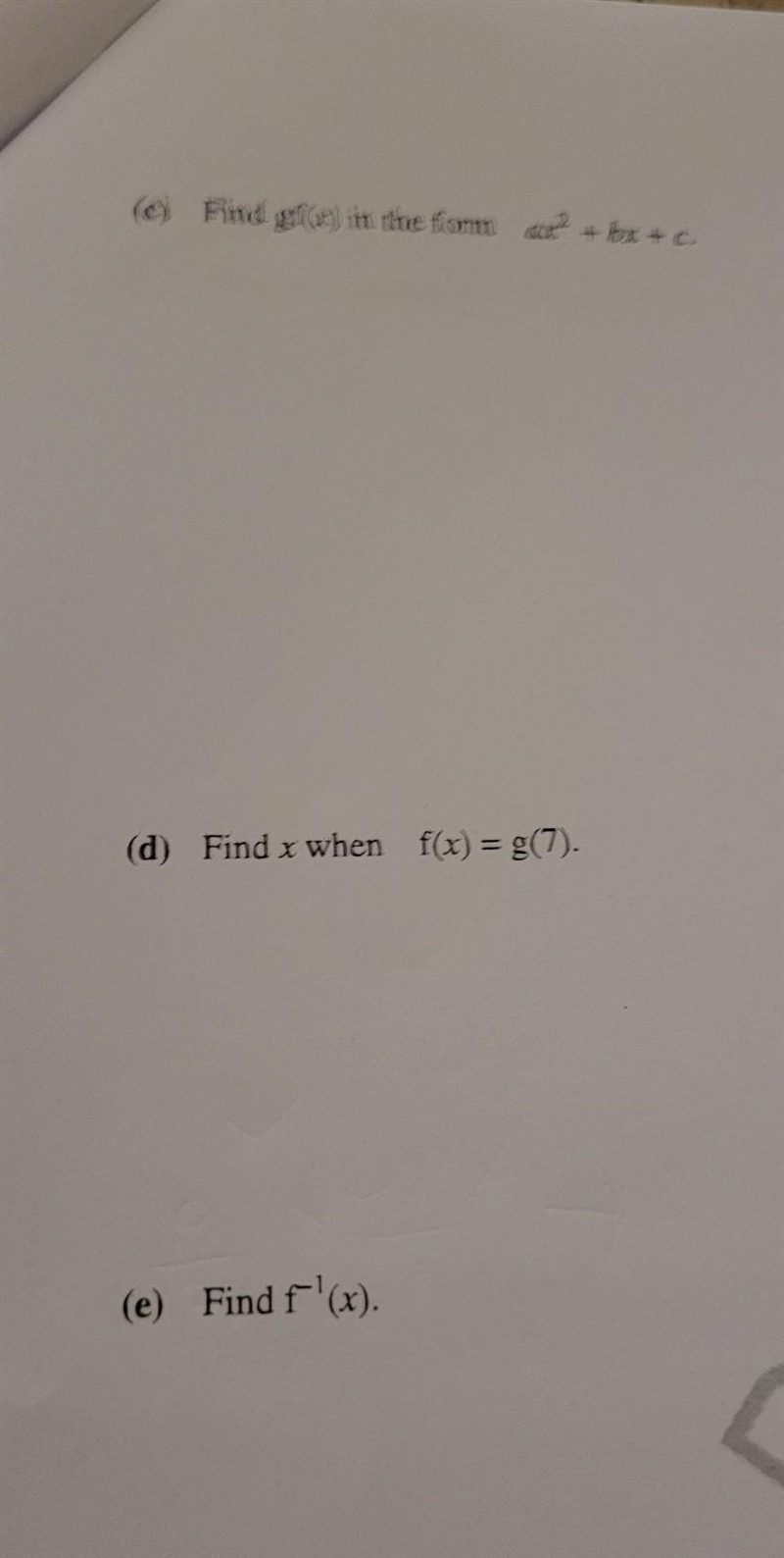 ) Find x when f(x) = g(7).​-example-1