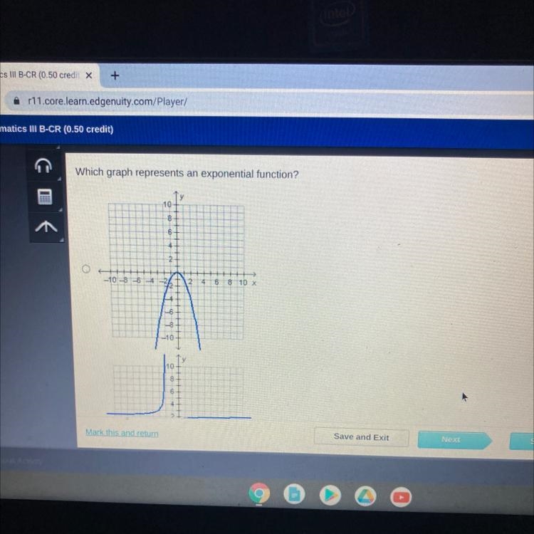 Which graph represents an exponential function?100062-10 -8 -6 -*488 10 x610Ty10006$-example-1