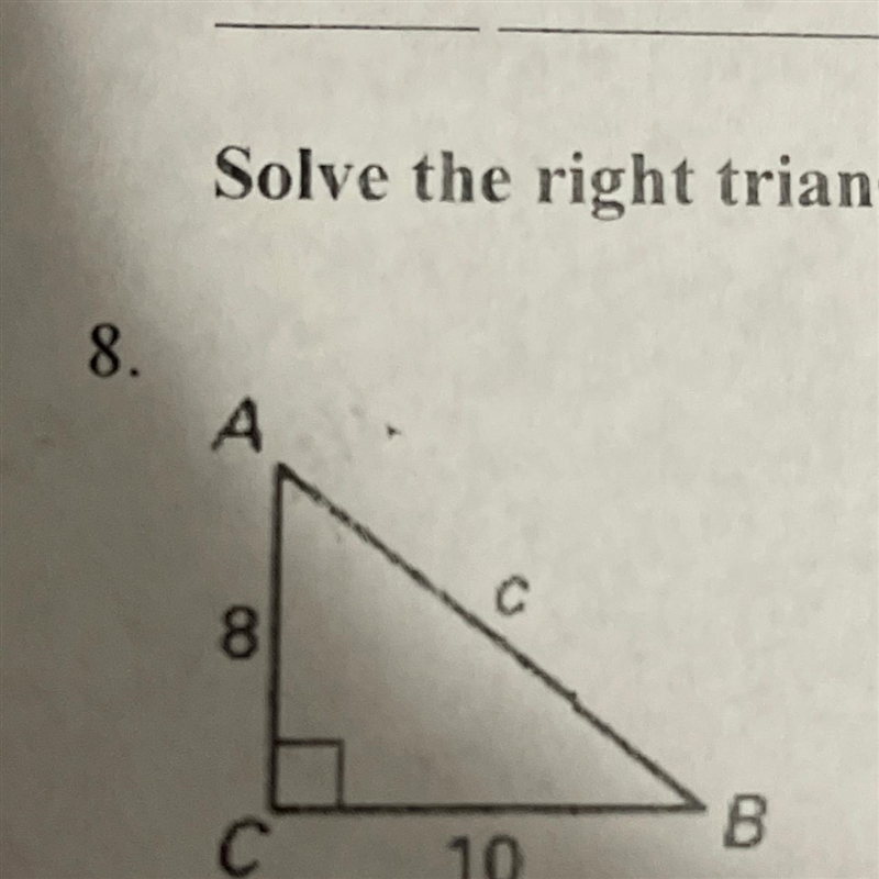 Solve the right triangle. around your answer to the nearest tenth. Please answer ASAP-example-1