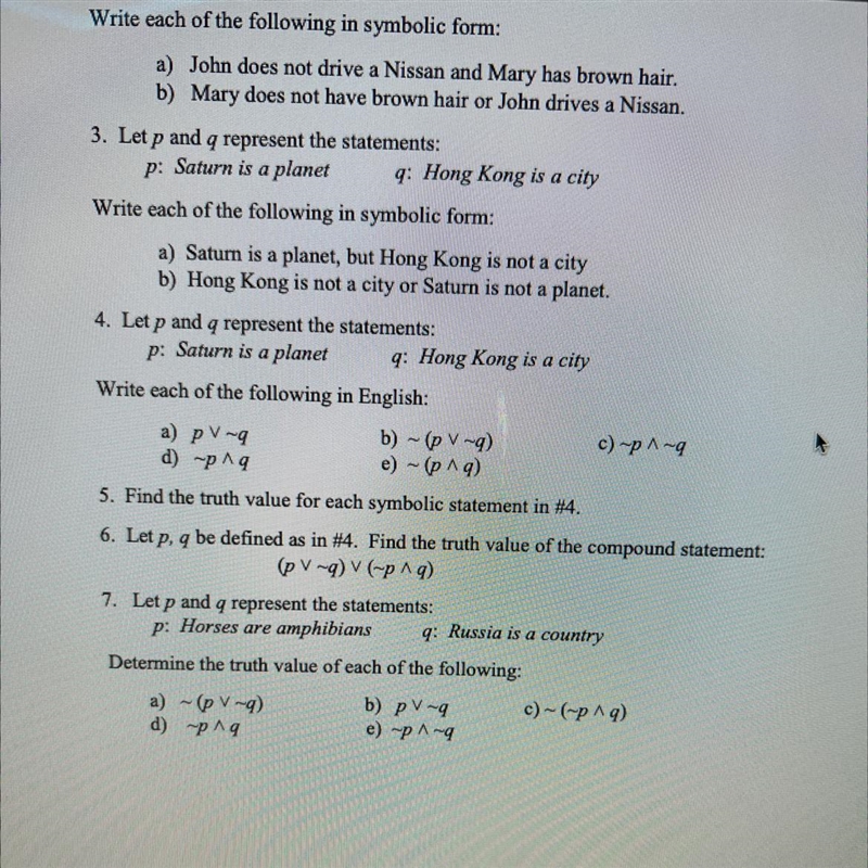 Need help with #6 don’t know how to find truth values.-example-1