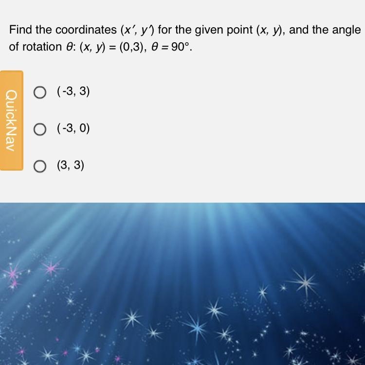 Find the coordinates (x′, y′) for the given point (x, y), and the angle of rotation-example-1