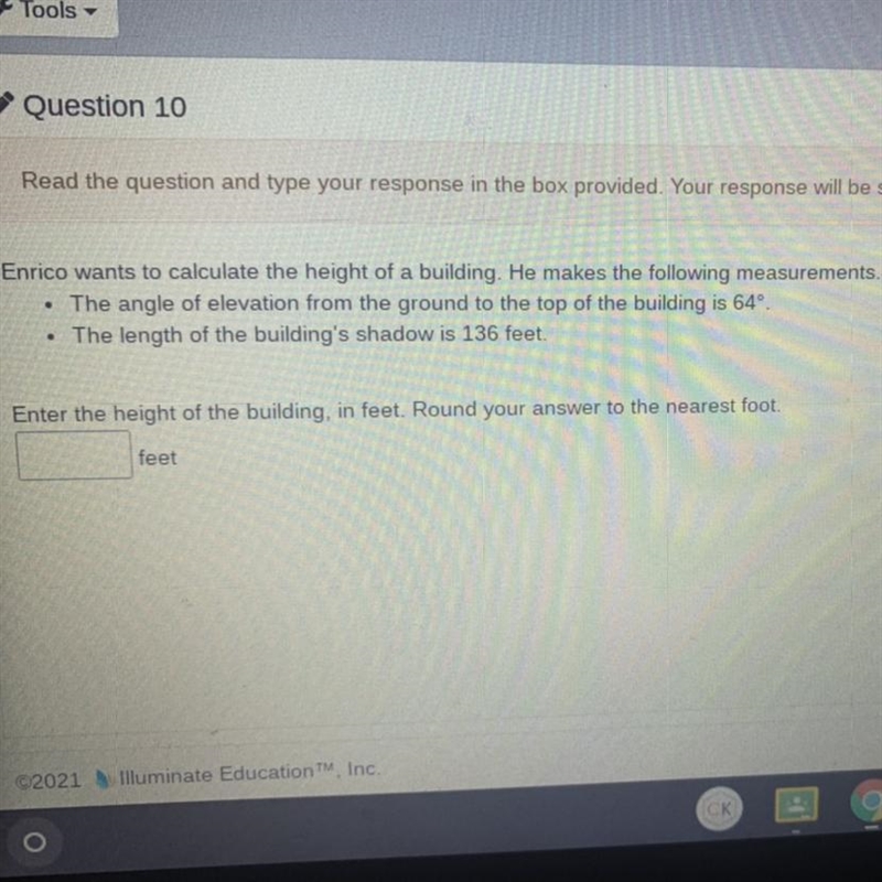 What is the height of the building??? The length is 136 and the degrees is 64-example-1