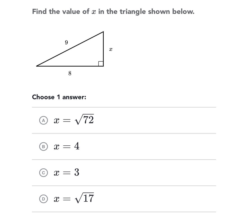 Find the value of x in the triangle shown below-example-1