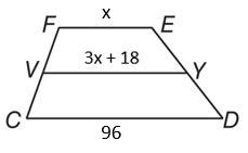 Segment VY is a midsegment of trapezoid FEDC. Find x.-example-1