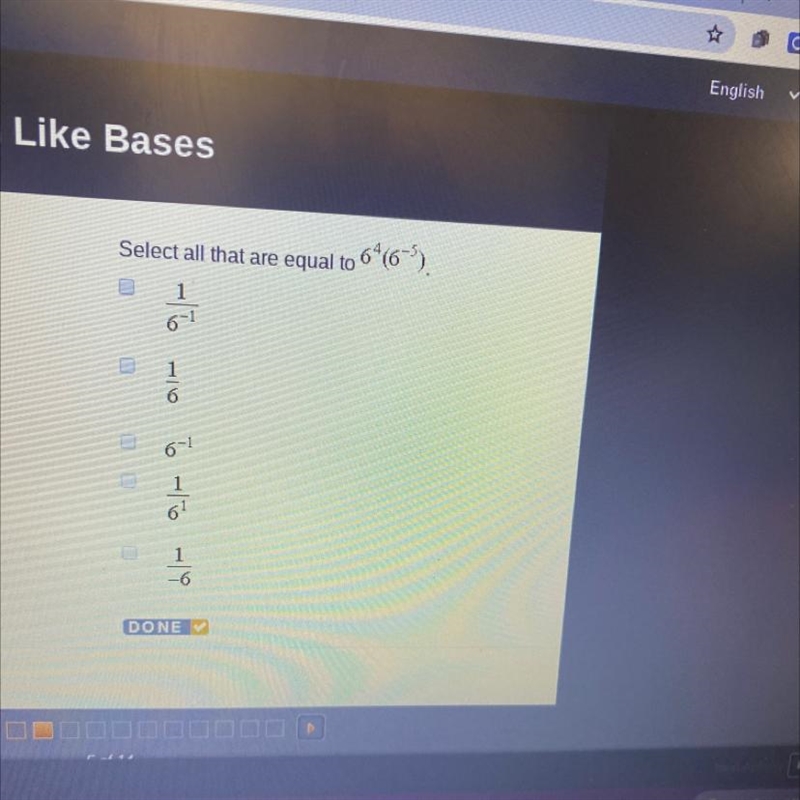 Select all that are equal to 64(6-5)-example-1