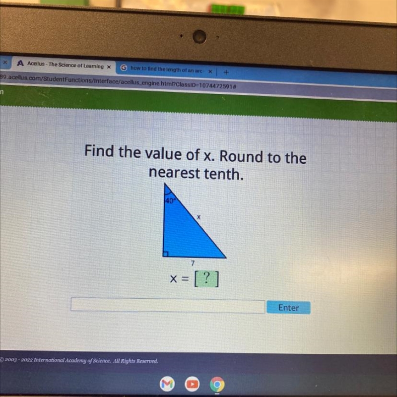 Find the value of x. Round to the nearest tenth.-example-1