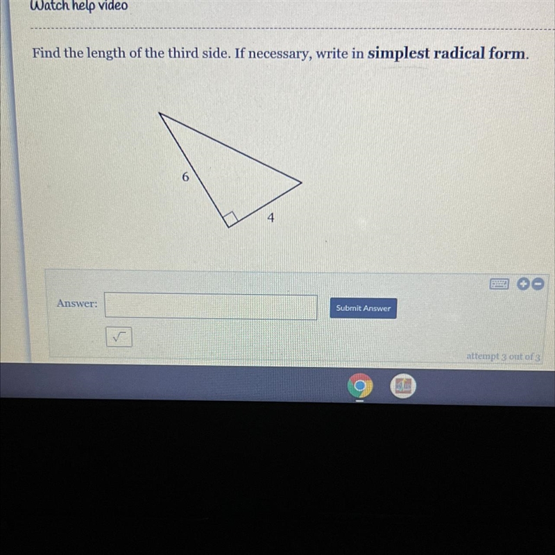 Pythagorean Theorem( Radical Answers) Need this asap I would appreciate it:0-example-1