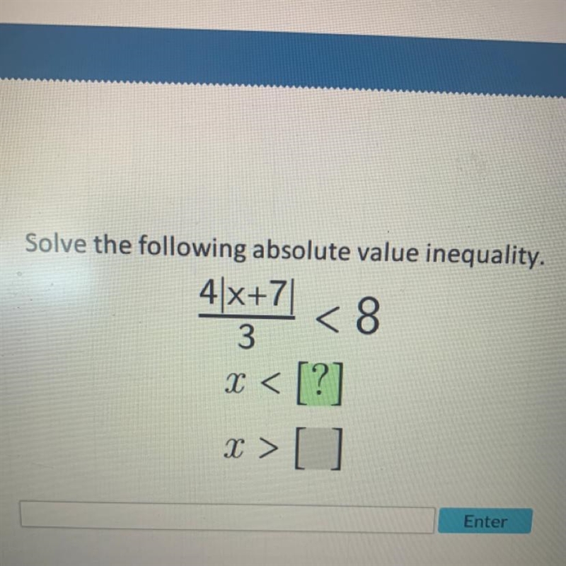 Solve the following absolute value inequality-example-1