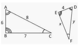 Find the missing side lengths. Show work. x=______ y=_____-example-1