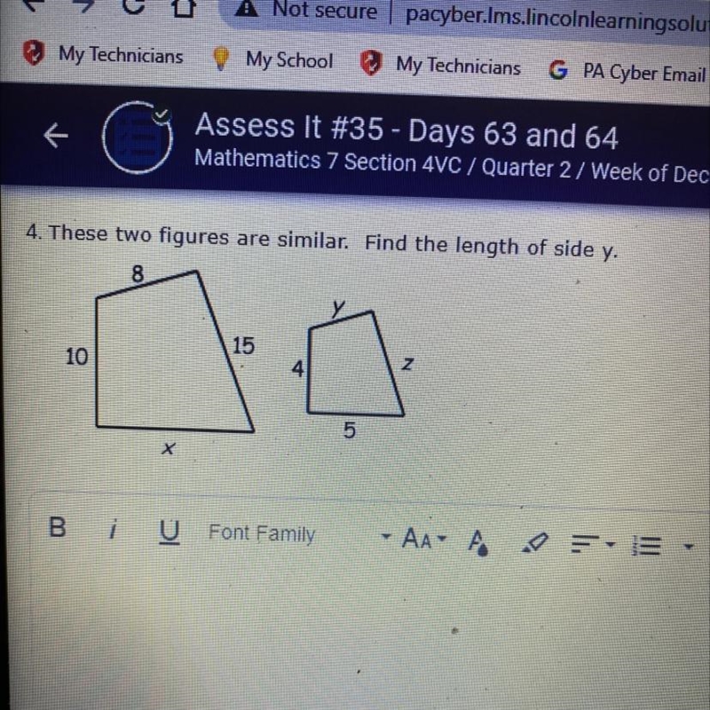 These two figures are similar. Find the length of side y.-example-1