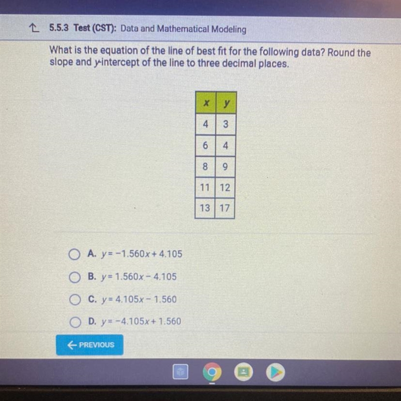 What is the equation of the line of best fit for the following data? Round the slope-example-1