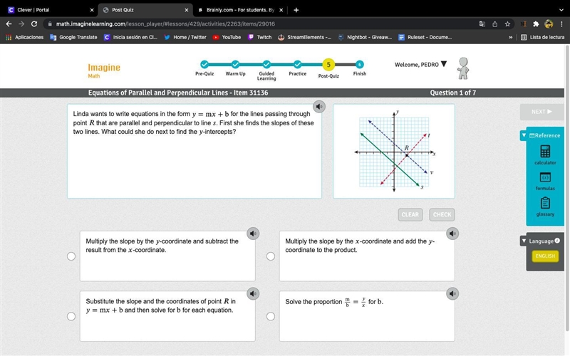 Linda wants to write equations in the form =m+b for the lines passing through point-example-1